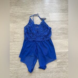 NWT Blue Lace Halter lingerie